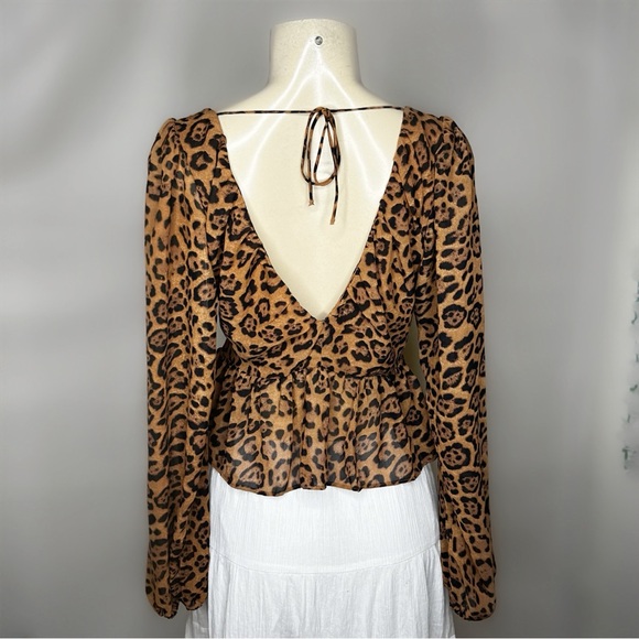 New W/ Tags H&M Leopard Blouse, Size S - Picture 2 of 4